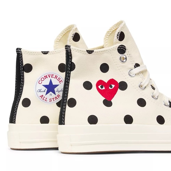 Comme des Garçons PLAY Converse Women's Polka Dot High-Top Sneakers - Picture 2 of 12